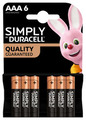 Duracell Simply AAA alkaline batterier 6-pk.